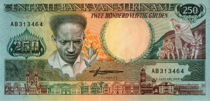 (1988) Банкнота Суринам 1988 год 250 гульденов &quot;Антон де Ком&quot;   UNC