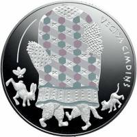 2017 Монета Латвия 2017 год 5 евро Дедушкина варежка  Серебро Ag 925  PROOF