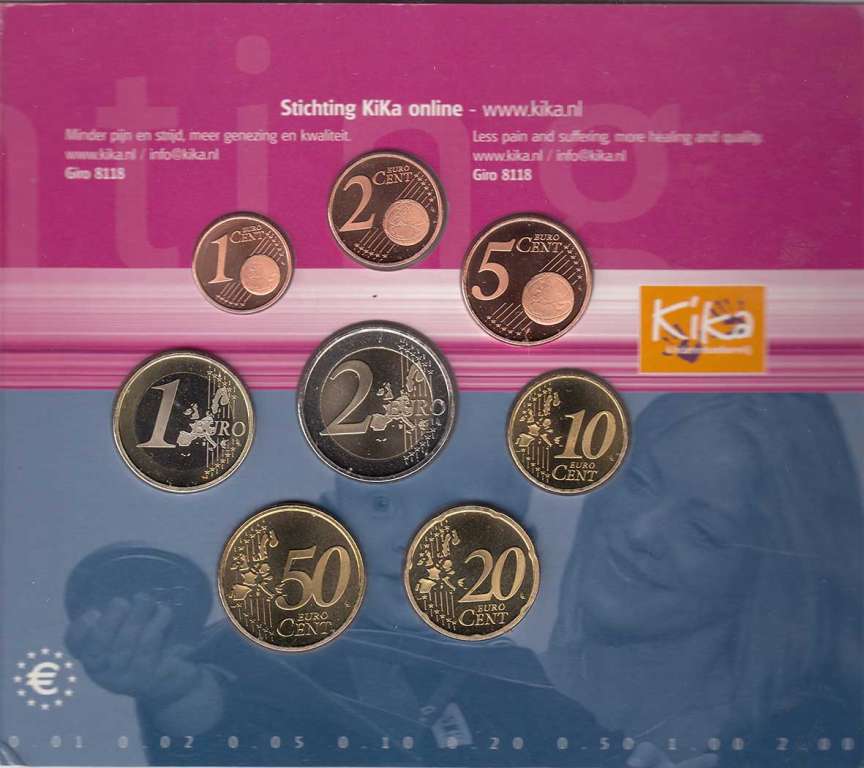 Набор монет Евро Нидерланды 2006 год &quot;Научно-Исследовательский Благотворительный Фонд KIKA&quot;, AU