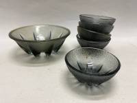 Икорница цветное стекло 6 предметов