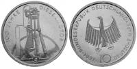 (1997f) Монета Германия (ФРГ) 1997 год 10 марок "Двигатель Дизеля 100 лет"  Серебро Ag 625  XF