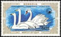 (1987-037) Марка Монголия "Тундровый лебедь и лебедь-кликун"    Лебеди III O