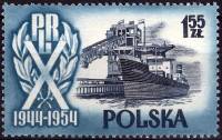 (1954-064) Марка Польша "Грузовое судно" , III Θ