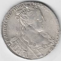 (На голове 5 жемчужин, дата слева) Монета Россия 1734 год 1 рубль  Тип 1 Серебро Ag 802  VF