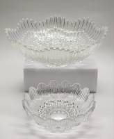 Салатники снежинки стекло СССР 2 штуки 29 х 10 см и 18 х 6 см