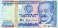 (,) Банкнота Перу 1988 год 500 000 инти    UNC