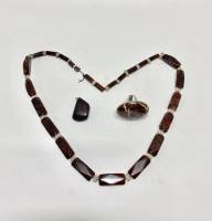 Бусы + подвеска + перстень натуральный камень 