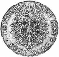 () Монета Германия (Империя) 1888 год 5  ""   Биметалл (Серебро - Ниобиум)  UNC