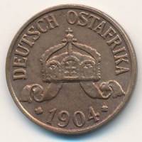 (№1904km6) Монета Германская Восточная Африка 1904 год frac12; Heller