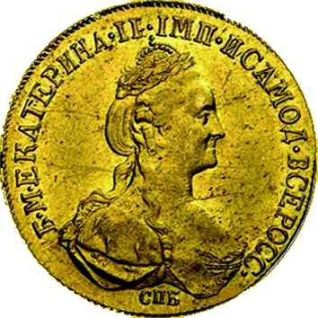 (1782, СПБ) Монета Россия-Финдяндия 1782 год 5 рублей  Тип 1 Золото Au 917  XF