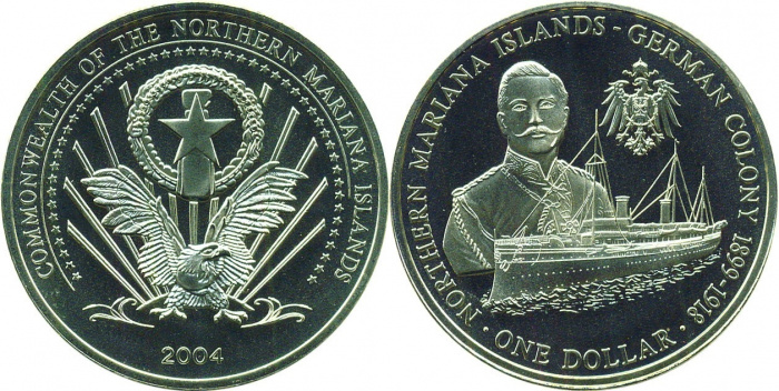 (2004) Монета Северные Марианские Острова 2004 год 1 доллар &quot;Колония Германии&quot;  Медь-Никель  PROOF