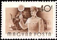 (1955-023) Марка Венгрия "Железнодорожник"    Профессии (Стандартный выпуск) II Θ