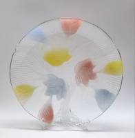 Блюдо хлебная тарелка Floral Medley цветное стекло Индонезия диаметр 32 см с коробкой