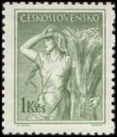 (1954-007) Марка Чехословакия "Крестьянка"   Профессии (Стандартный выпуск) I Θ