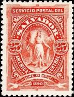 (№1890-33) Марка Сальвадор 1890 год "Победа в овальном", Гашеная