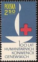 (1963-023) Марка Польша "Юбилейная эмблема"   100-летие международного Общества Красного Креста II Θ