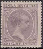 (№103) Марка Куба 1896 год "Король Альфонсо XIII", Негашеная