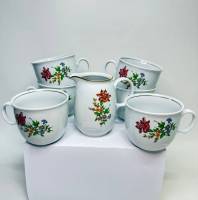 Кофейные чашки и сливочник Kahla ГДР фарфор 7 предметов