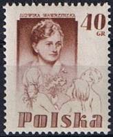 (1956-026) Марка Польша "Л. Вавжинская (Сиренево-коричневая)"   Людвига Вавжинская (1908-1955) II Θ