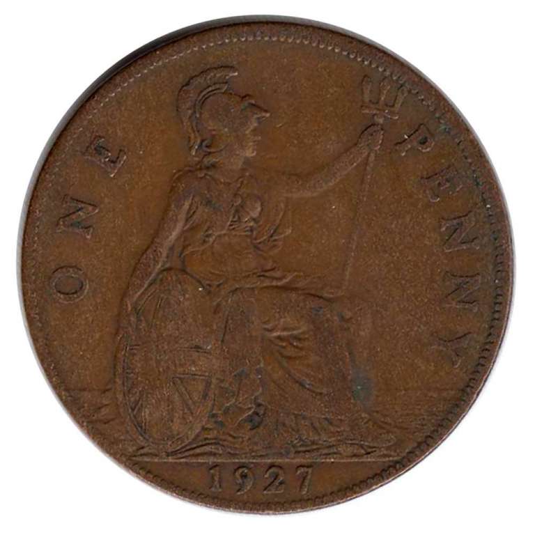 (1927) Монета Великобритания 1927 год 1 пенни &quot;Георг V&quot;  Бронза  VF