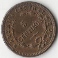 1929 Монета Коста-Рика  год 5 сантимов  Бронза  UNC