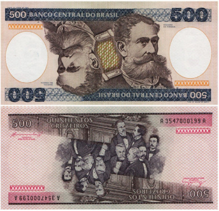 (1985) Банкнота Бразилия 1992 год 500 крузейро &quot;Деодору да Фонсека&quot;   UNC