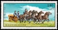 (1968-051) Марка Венгрия "Фургон и 7 лошадей"    Коневодство в Пуста III Θ