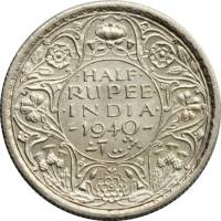 (№1940km550a) Монета Индия 1940 год frac12; Rupee