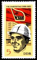 (1971-046) Марка Германия (ГДР) "Строитель"    Съезд СЕПГ III O
