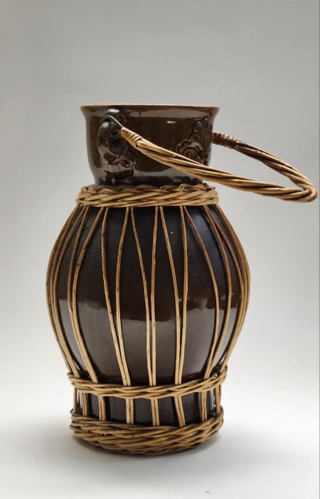 Кувшин Ваза керамика в оплетке с ручкой 
