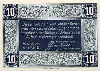 (№1921) Банкнота Германия 1921 год "10 Pfennig"