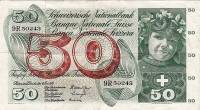 (№1961P-48a.1) Банкнота Швейцария 1961 год "50 Franken/Francs/Franchi" (Подписи: Brenno Galli  Schwe