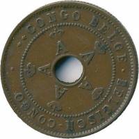 1919 Монета Бельгийское Конго 1919 год 2 сантима  Медь  XF