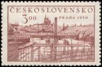 (1950-035) Марка Чехословакия "Пражский мост (Красно-коричневая)"    Выставка марок, Прага II Θ