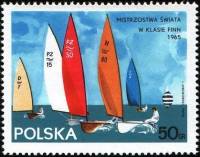 (1965-029) Марка Польша "Класс Финн"   Чемпионат мира по парусному спорту II Θ