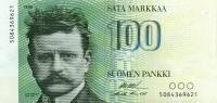 (1986) Банкнота Финляндия 1986 год 100 марок "Ян Сибелиус" Ollila - Puntila  UNC
