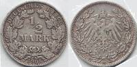 (1906d) Монета Германия (Империя) 1906 год 1/2 марки   Серебро Ag 900  VF