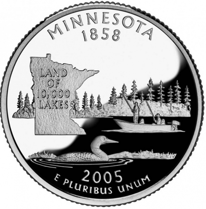 (032p) Монета США 2005 год 25 центов &quot;Миннесота&quot;  Медь-Никель  UNC
