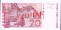 (,) Банкнота Хорватия 1993 год 20 кун "Йосип Елачич"   UNC