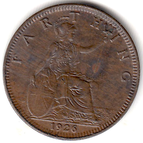 (1926) Монета Великобритания 1926 год 1 фартинг &quot;Георг V&quot;  Бронза  XF