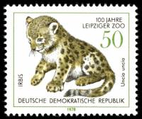 (1978-041) Марка Германия (ГДР) "Снежный барс"    Зоопарк Лейпцига, 100 лет III Θ