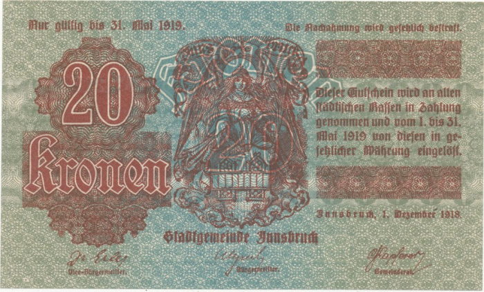 (№1918) Банкнота Австрия 1918 год &quot;20 Kronen&quot;