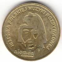 173 Монета Польша 2009 год 2 злотых Чеслав Юлиуш Немен  Латунь  UNC