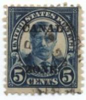 (№1924-59) Марка Зона Панамского канала 1924 год "Теодор Рузвельт Надпечаткой", Гашеная