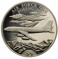 (2000) Монета Либерия 2000 год 5 долларов "Боинг-707"  Медь-Никель  UNC