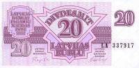 (1992) Банкнота Латвия 1992 год 20 рублей    UNC