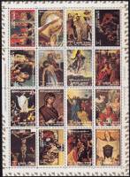 (№1973-2797) Лист марок Эмират Аджман (ОАЭ) 1973 год "Религиозные картины большого формата", Гашеный