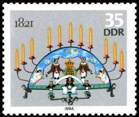 (1986-080) Марка Германия (ГДР) "Канделябр (1821)"    Рождественские подсвечники III O