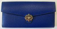 Кошелёк женский "Fuerdanni" Кожзам, 1 отделение , Клепка, Синий, Золотая застежка