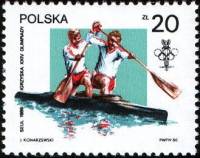 (1988-018) Марка Польша "Каяк двойка"    Летние Олимпийские игры 1988, Сеул III Θ